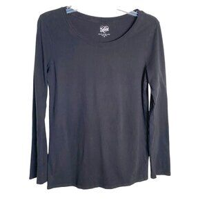 Justice Womens Black Long Sleeve Round Neck Cotton T-Shirt Size 20 Goth Academia